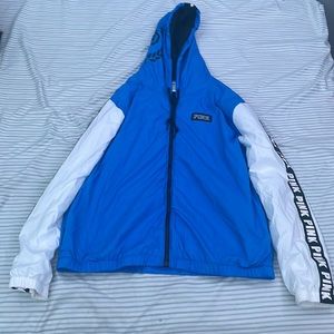Pink Victoria secret medium blue,white,black wind breaker good condition